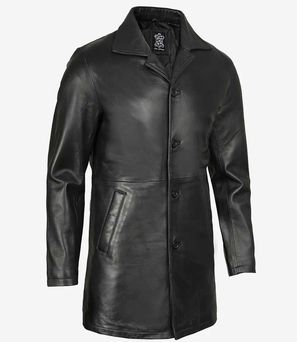 Winchester Manteau De Voiture En Cuir Véritable Noir Pour Homme
