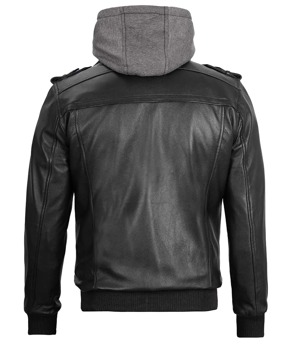 vestes en cuir à capuche pour hommes