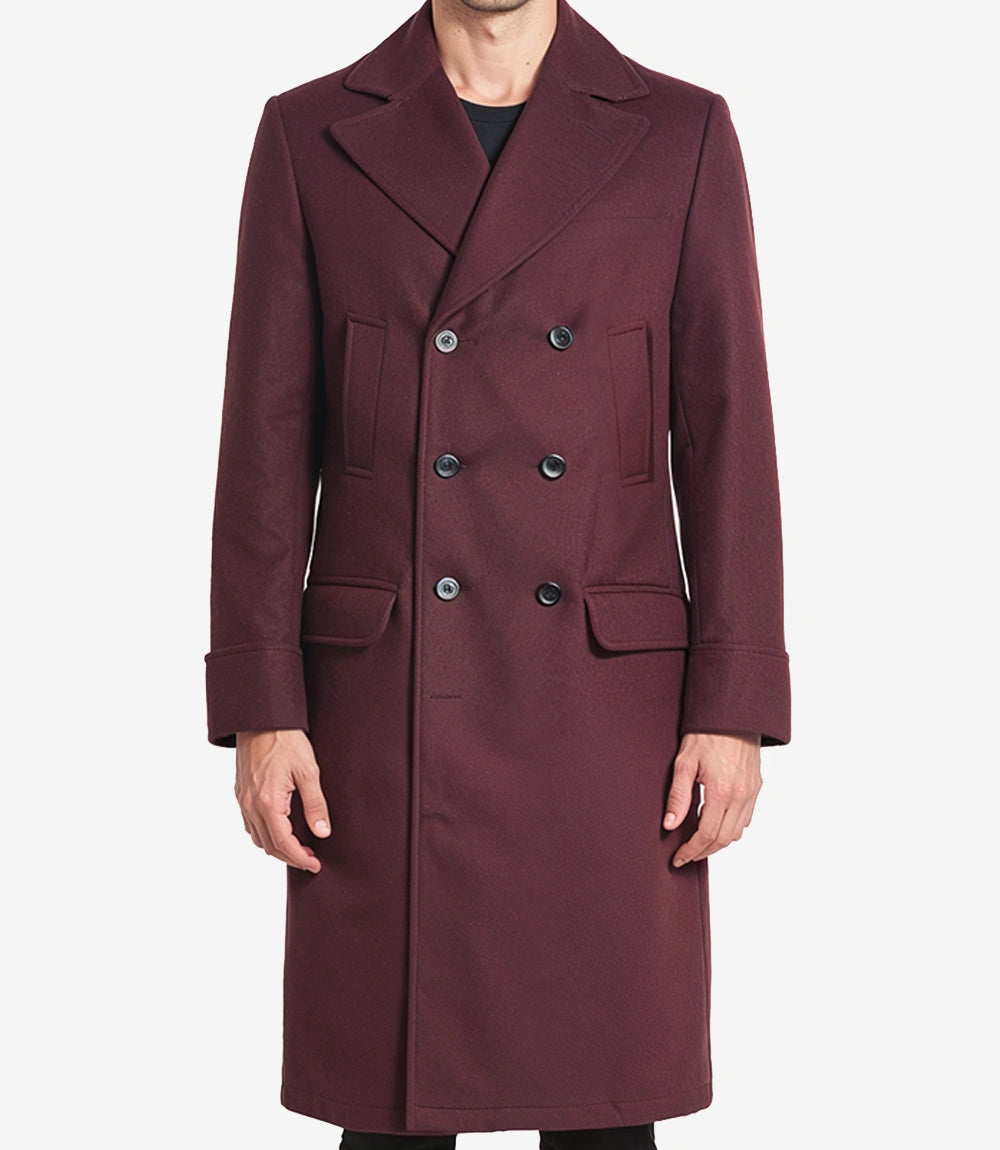 Homme Bourgogne Manteau En Laine