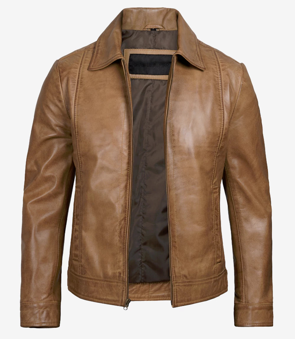 Classique Moto Camel Veste en cuir homme