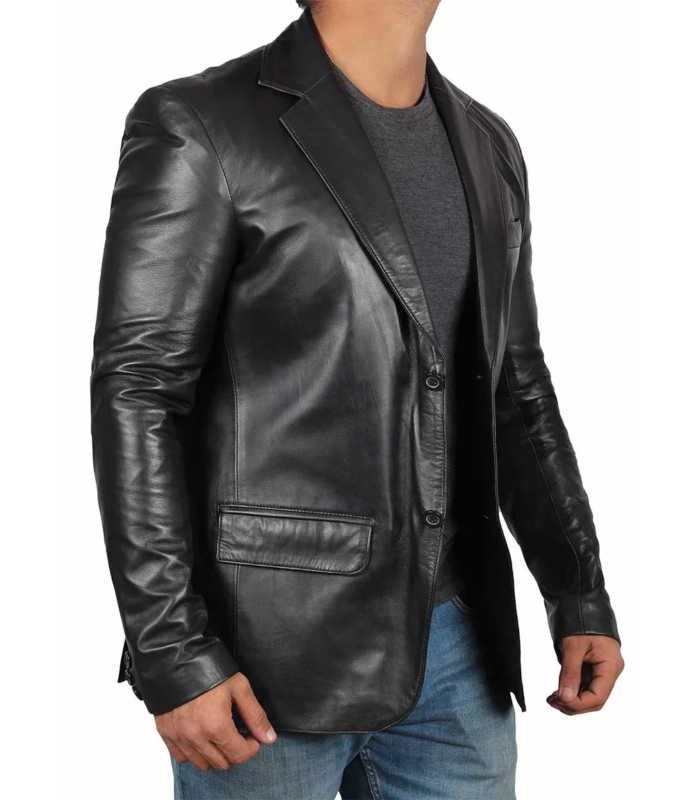 blazer noir 2 boutons pour homme