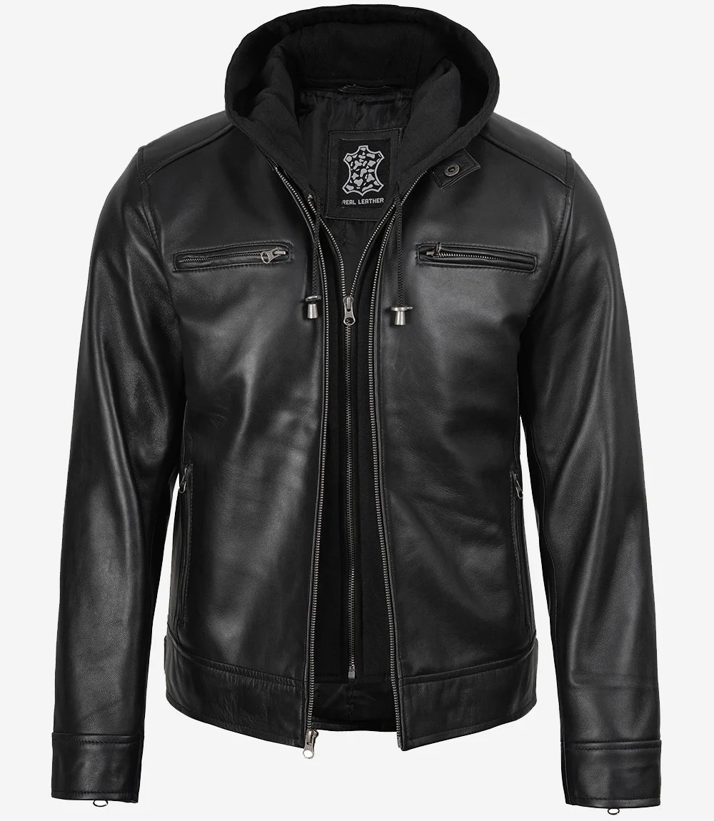 Veste en cuir noir
