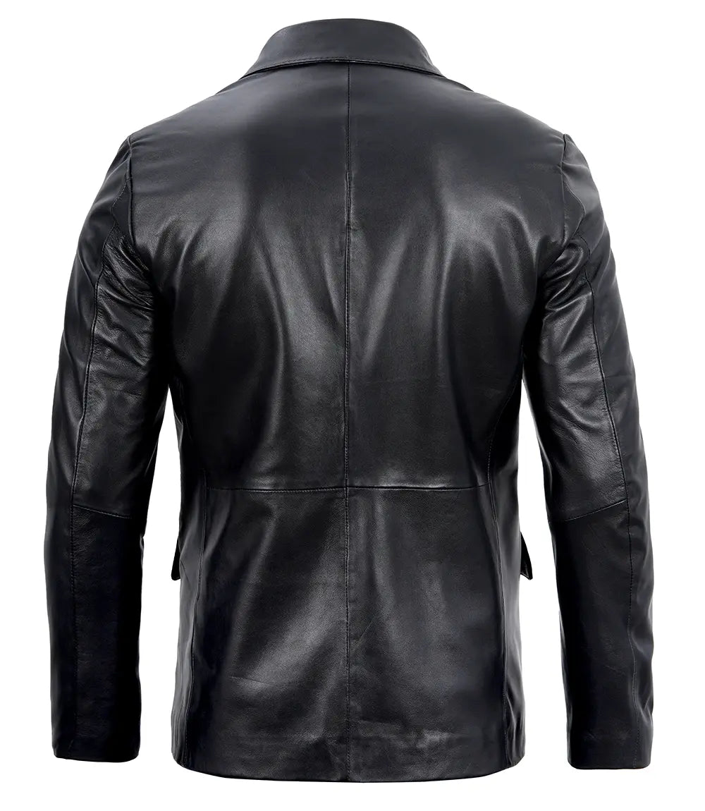 blazers en cuir noir pour hommes