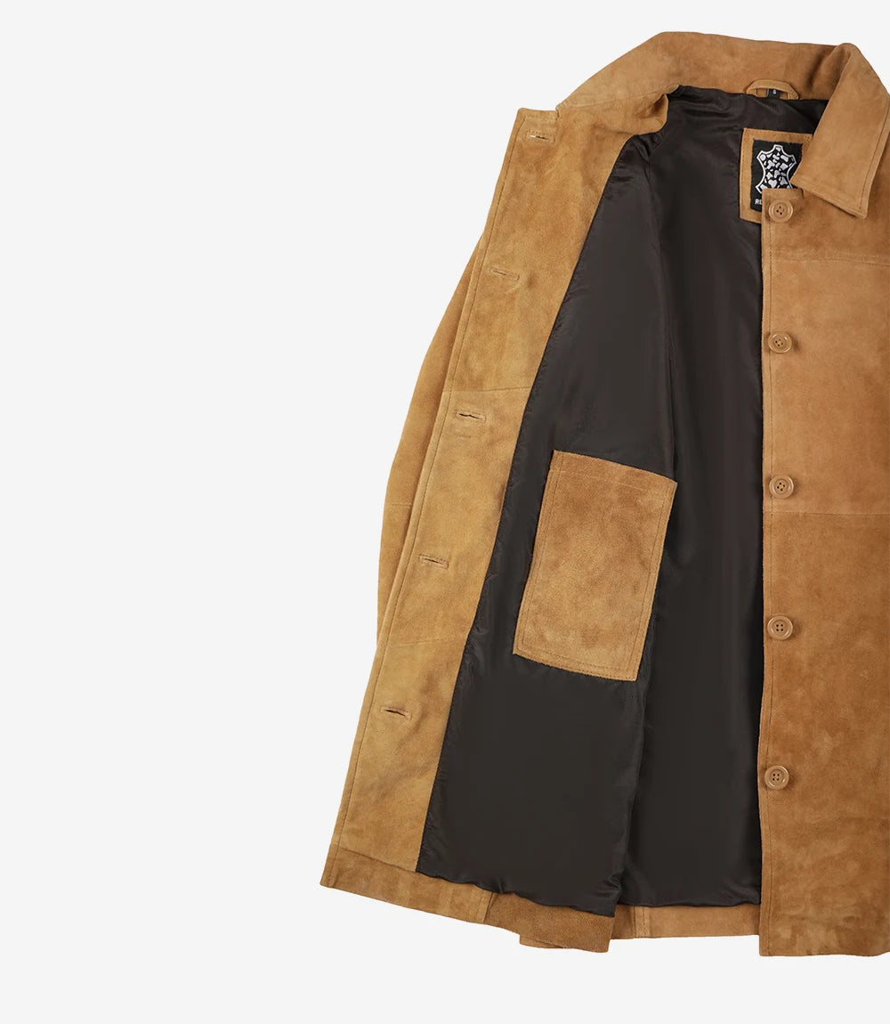 Kandis Manteau de voiture en daim marron pour femme
