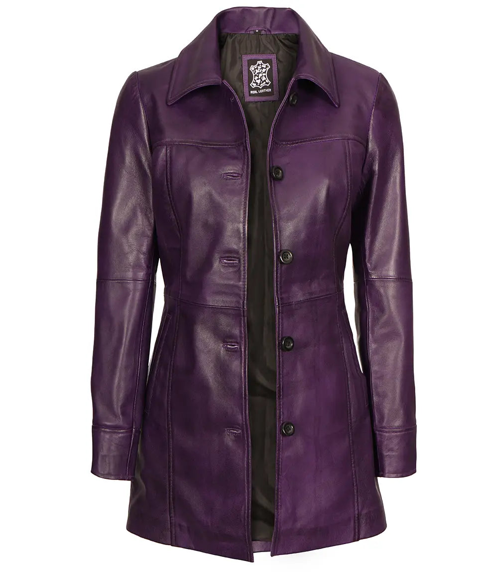 manteau de voiture en cuir véritable pour femme