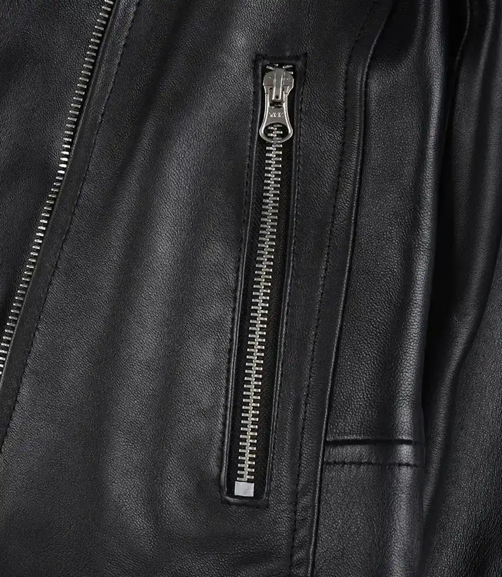 Veste de moto en cuir femme noir