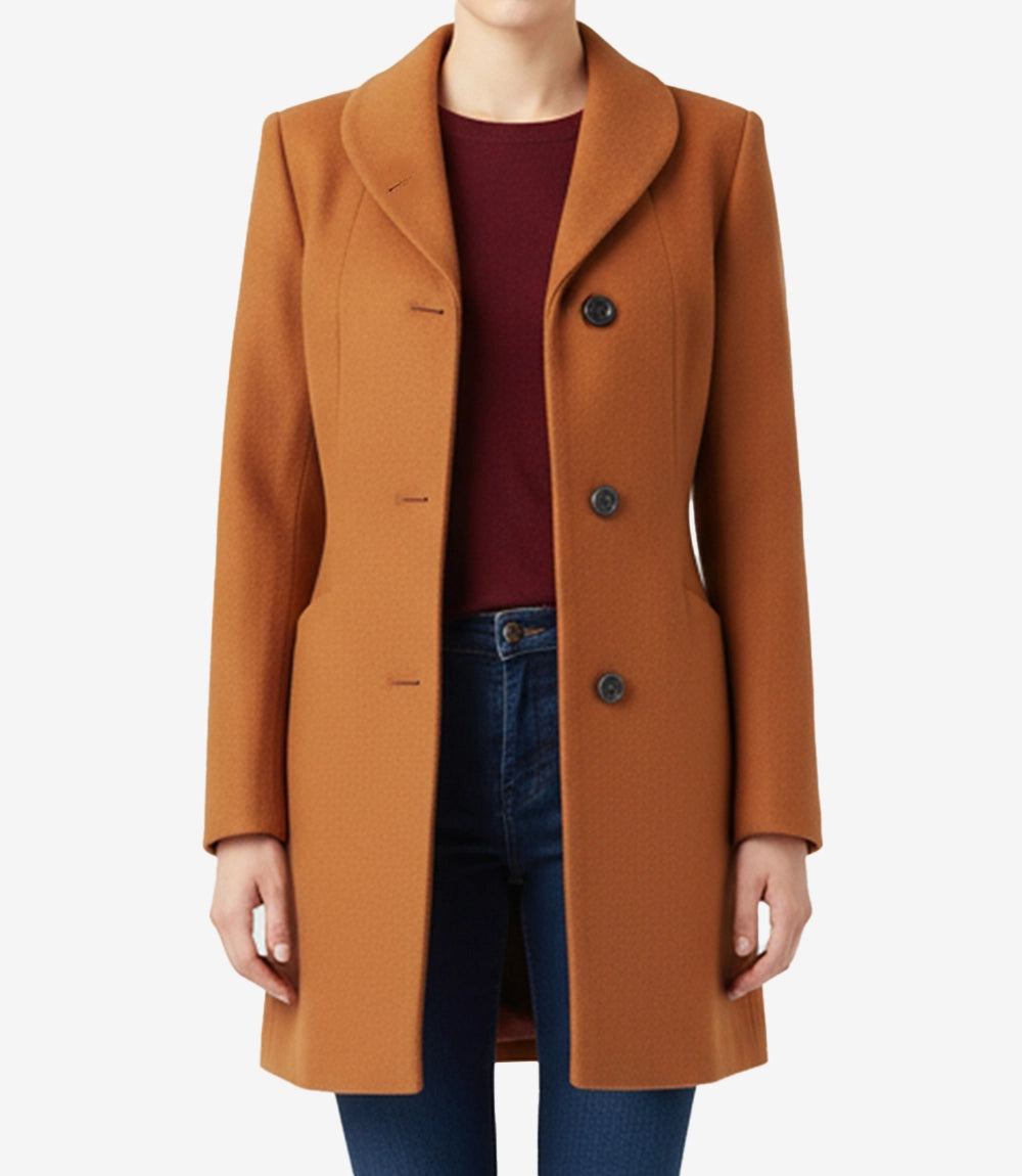 Femme Rouille Manteau En Laine