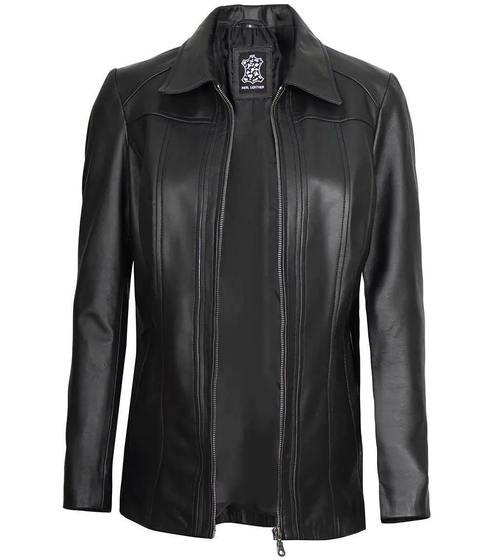 manteau de voiture en cuir noir