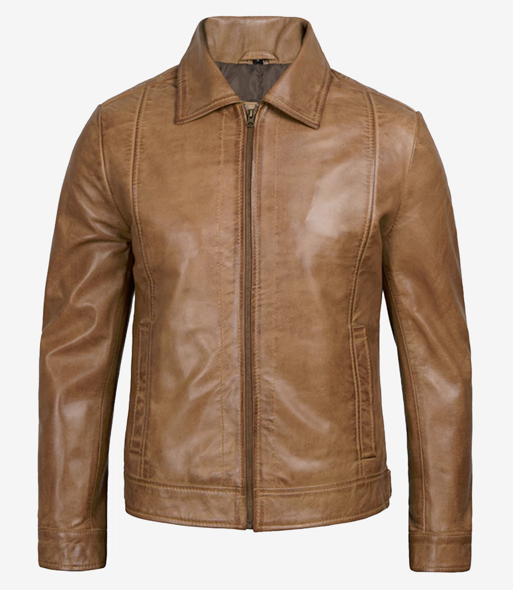 Classique Moto Camel Veste en cuir homme